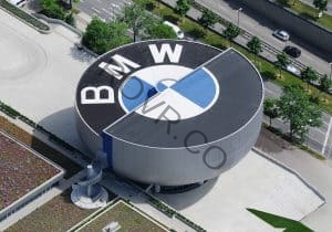Sky view of the iconic BMW Museum in Munich